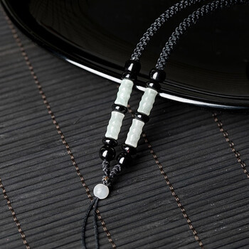 凝馨阁项链绳翡翠玉坠玉佩观音佛挂件绳男女款手工编织红绳吊坠挂绳 翡翠节节高丨黑绳