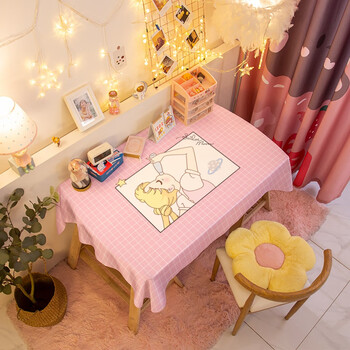 2022新款可爱少女心台布网红防水桌布布少女心化妆台布宿舍书桌电脑桌