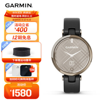 佳明（GARMIN）Lily时尚触屏心率血氧智能通知经期孕期管理时尚版黛黑流光金礼物