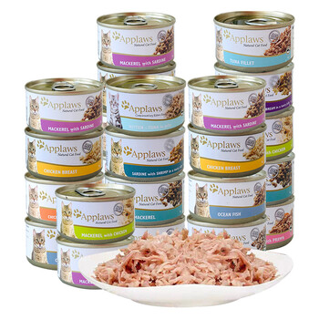 爱普士猫罐头成幼猫湿粮鸡肉鱼肉营养貓罐头原装进口猫咪食品浓汤补水罐 70g*24罐口味混搭