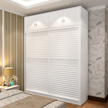 百爱优正衣柜现代简约推拉门柜子2.2米家用卧室组合白色2.
