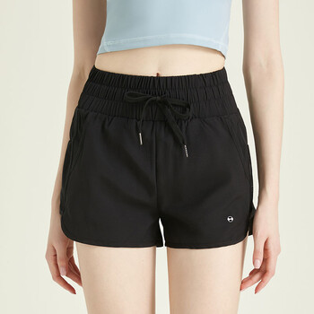 xzito 瑜伽裤新款运动短裤女子健身裤透气宽松系带防走光松紧腰 黑色