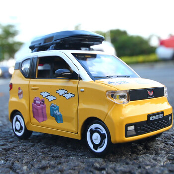 执爱五菱宏光miniev汽车模型仿真合金车模收藏摆件儿童玩具车宝宝小