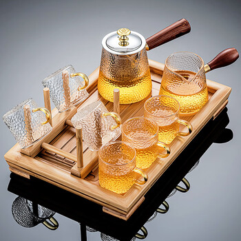 玻璃茶具套装家用客厅小套泡茶器办公室会客用品功夫茶杯侧把茶壶8头