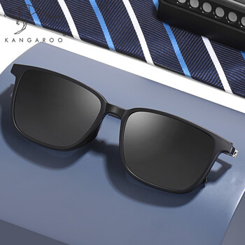 kangaroo袋鼠男士磁吸偏光太阳镜夹片全框钛金属时尚商务光学眼镜架k