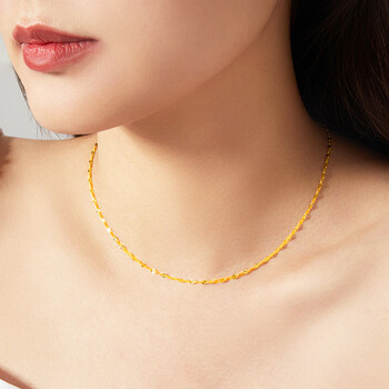 刘大文珠宝黄金项链女士9999足金链子粗时尚嘴唇链蝴蝶链女款素链真金