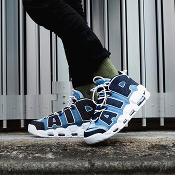 限量耐克nikeairmoreuptemp96denim皮蓬大air牛仔蛇皮运动鞋丹宁牛仔