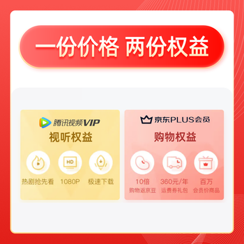 双卡合璧！腾讯视频VIP年卡+京东PLUS会员年卡