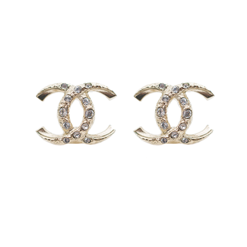 正品中检chanel香奈儿耳环女小巧扭曲双c镶嵌水钻穿入式甜美耳饰耳钉