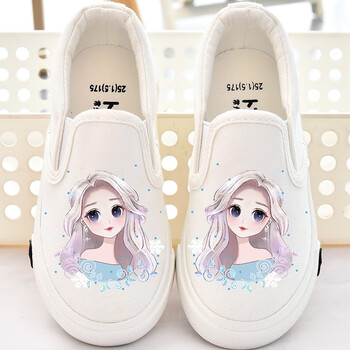 BUDING女童帆布鞋儿童布鞋2023新款春秋单鞋公主童鞋宝宝鞋子小学生板鞋 冰冠公主白 25码内长17/适合脚长16.5cm