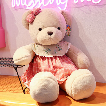 熊压床布娃娃一对结婚新婚礼物毛绒玩具公仔情侣七夕情人节女星空粉色