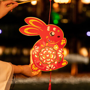 鹿藤 节日灯笼装饰彩灯儿童手提兔子灯挂饰2022新款花灯手工diy玉兔
