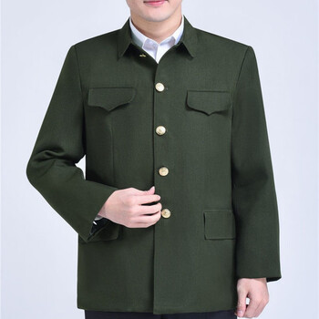 表兮中山装外套军便装上衣中老年翻领爸爸装中式服装老人中山服爷爷装