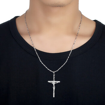 基督十字架项链女天主教银饰男吊坠首饰挂坠饰品生日礼物男款吊坠配50