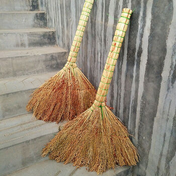 老式高粱苗扫把手工编织扫帚工地餐厅学校专用笤帚红高粱款2把