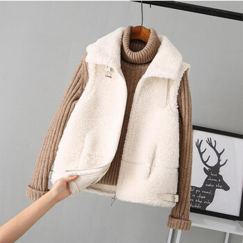 wsng羊羔绒马甲女2021新款春秋季韩版宽松外穿百搭马甲 乳白色 2XL 145-160斤