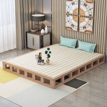 定制落地床矮床一米八大床床2米22米胡桃木榻榻米床架实木排骨架15