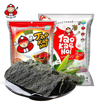 老板仔taokaenoi海苔原味香辣味泰国原装进口脆紫菜儿童休闲零食大