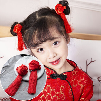 儿童发饰中国风古代唐装发夹头花流苏宝宝新年女童娃娃过年头饰品 3