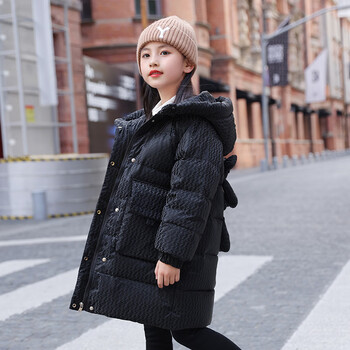 简霏小女孩羽绒服秋冬季女童中长款13-15岁小学生羽绒外套中大童加厚