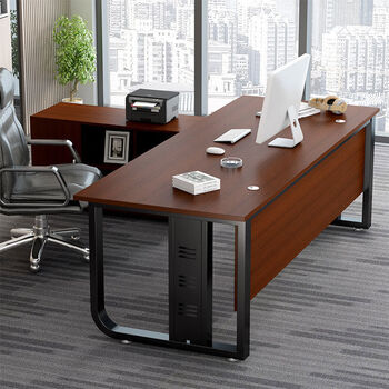 杜乐居老板桌办公桌简约现代经理大班台单人主管总裁办公室家具 柚木