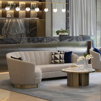 售楼处部洽谈弧形沙发酒店大堂接待美容院会所接待卡座家具定制 弧形