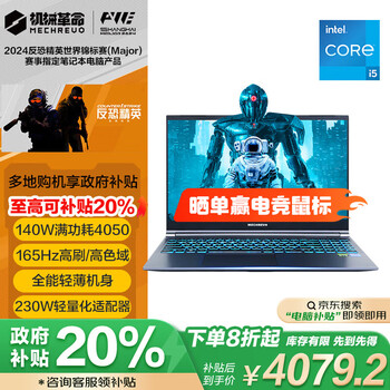 机械革命购机享补贴 极光15 15.6英寸游戏本笔记本电脑(I5-12450HX 16G 512G RTX4050 165HZ )
