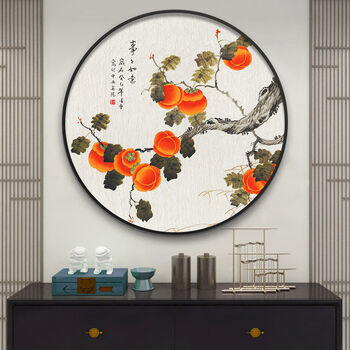 图老大(tulaoda)新中式圆形装饰画餐厅壁画进门玄关走廊背景墙客厅