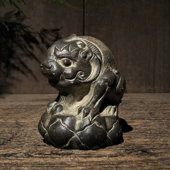 仿古石雕天然青石吸水兽中式复古案头吸金兽摆件文玩避水兽貔貅装饰