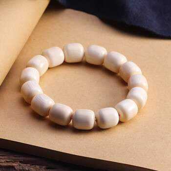 uhfq保真猛犸象牙桶珠手串佛珠纯手工打磨文玩饰品手链15颗桶珠手串