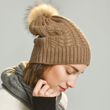 品质好物羊绒帽子女冬天韩版绒线帽狐狸毛球帽休闲加厚针织护耳套头帽