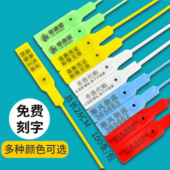 扎带防调卡扣物流标牌集装箱铅封防盗封签防拆签封 红色100条(带编码