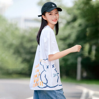 新款夏装宽松高初中学生时髦女孩纯棉半袖可爱女生女孩时尚朴素少女