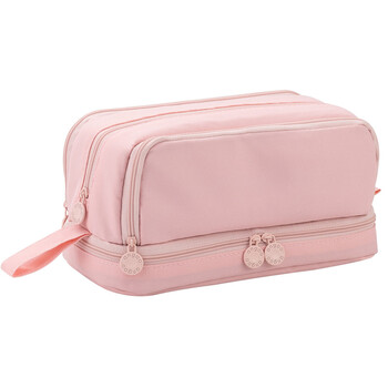 安蔻(angoo) 简约双层笔袋大容量初高中学生多功能文具铅笔袋女孩大学