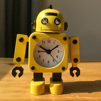 懒人闹钟 创意学生闹钟男孩房卧室儿童卡通时钟可爱机器人个性懒人