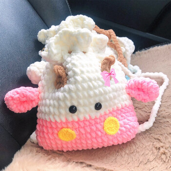 手工毛线diy包包材料包钩针牛奶棉编织手提包单肩水桶牛年礼物钜惠