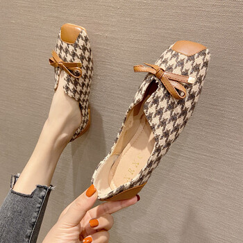 豆豆鞋女百搭鞋子豆豆鞋女2021年新款复古小香风方头平底鞋时尚千鸟格