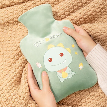 静闲居 热水袋男女注水高密度防爆PVC大号充水灌水暖水袋大容量暖手 小恐龙绿色1000ML