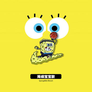 海绵宝宝派大星打篮球情侣胸针可爱日系卡通学生金属徽章个性配饰