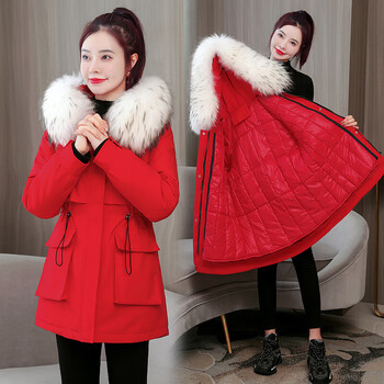 冬季小个子女士派克服女短款内胆可拆卸韩版棉衣活里活面冬装加 红色