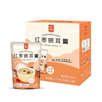 魅力厨房 红枣银耳羹300g×9袋整箱装免煮速食即食代餐粥 0添加防腐剂  