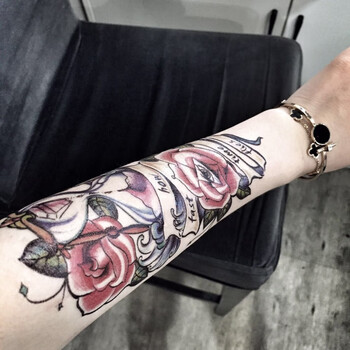 纹身贴花臂花臂纹身贴男女防水ins半臂逼真社会彼岸花神浮世绘手臂遮