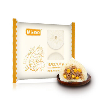 桃花点点猪肉玉米大包320g4个 早餐半成品 包子速冻 儿童早餐 扬州特产