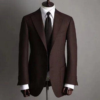 定做咖啡色贴袋款高端西服定制男商务休闲羊毛西服套装外套量体定做