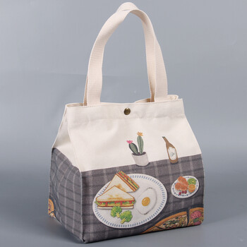 可爱带饭包帆布饭盒袋学生日式手提大容量上班便当袋带饭保温袋卡通
