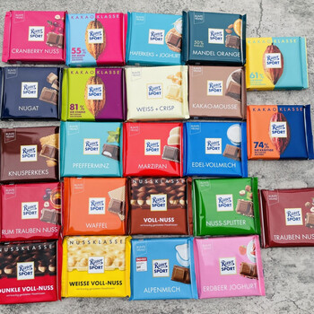 5折100g运动黑榛子牛奶巧克力rittersportchocolate22年6月阿尔卑斯