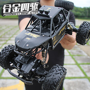 4DRC遥控汽车大号合金四驱越野车rc遥控车男孩儿童玩具6-12生日节礼物 28cm合金四驱越野(黑)