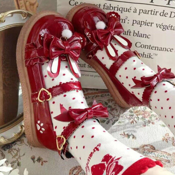 猪腰子鞋鞋萝莉鞋奶团兔兔lolita鞋大头jk厚底学生日系软妹lo 酒红色