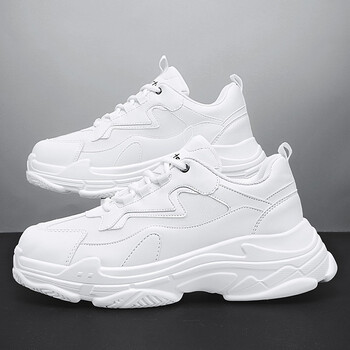 百搭ins潮纯白增高老爹鞋男鞋2021年新款春秋季透气小白休闲运动鞋仓