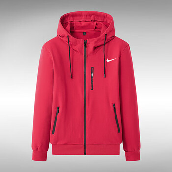 新款运动户外修身上衣纯棉连帽夹克学生青春外套nike红色m80斤105斤